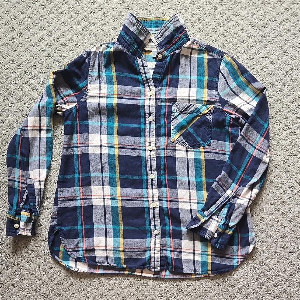Old Navy Blue and Green Button Down Shirt Casual Top